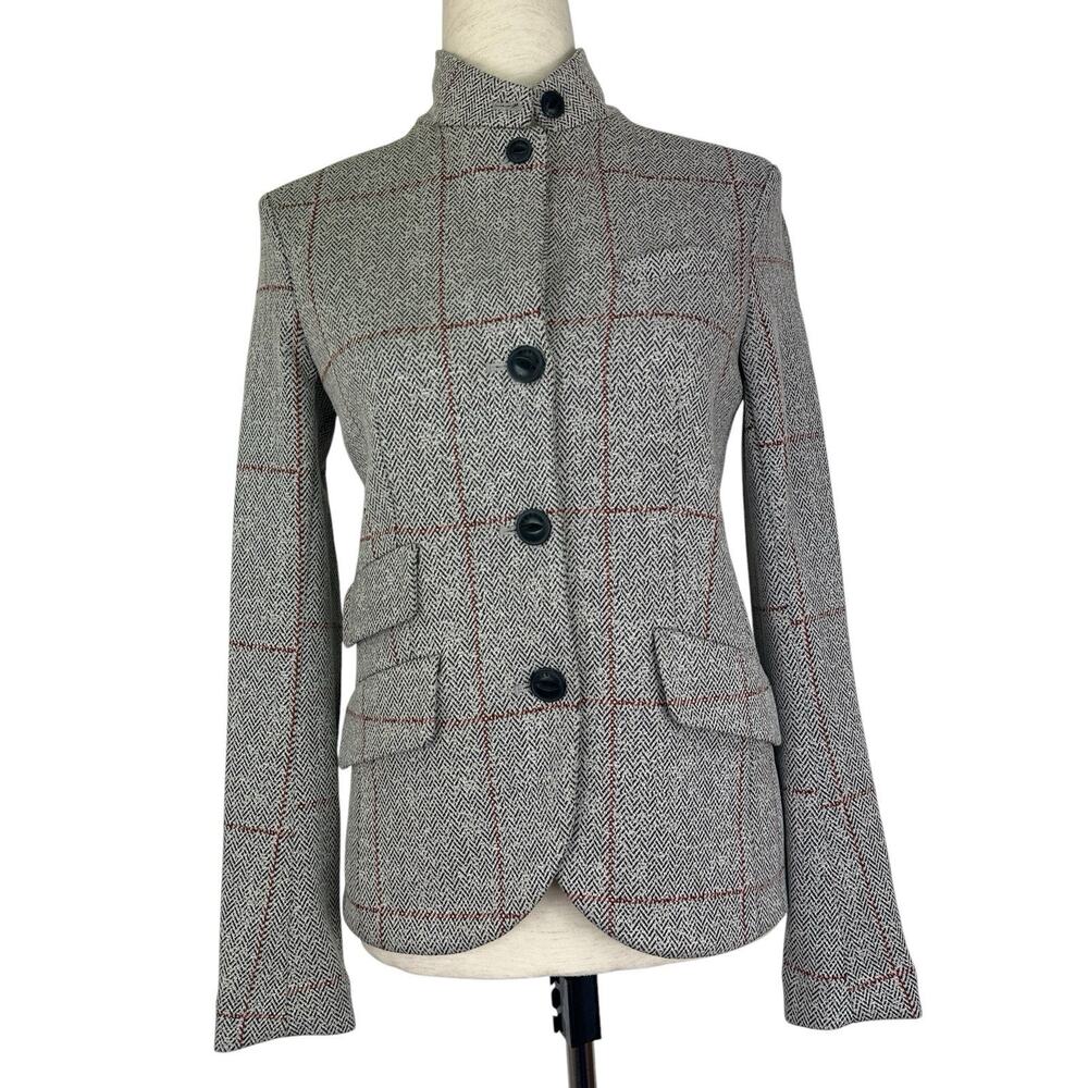 Rag & Bone Slade Ponte Blazer Women Size 0 Gray Herringbone Windowpane Check - Picture 3 of 16